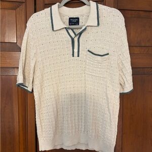 Abercrombie & Fitch Cream Polo with Green Trim